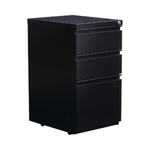 Alera Mobile 3-Drawer Pedestal File Cabinet, 14.96"W x 19.29"D x 27.75"H, Black