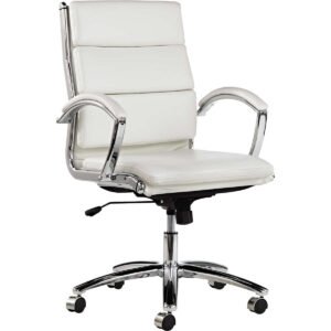 Alera Neratoli Mid-Back Faux Leather Slim Profile Chair, Swivel/Tilt, White