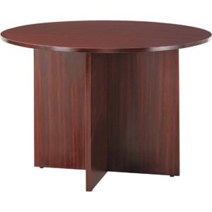 Alera Valencia Series Round Conference Table with Legs, 42"Dia x 29-1/2"H, Mahogany
