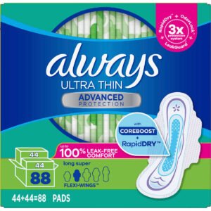 Always Ultra Thin Advanced Long Pads, 88 ct