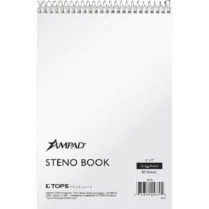 Ampad Steno Book, Gregg Ruled, White Paper, White Cover, 6" x 9", 80 Sheets, 6 Books