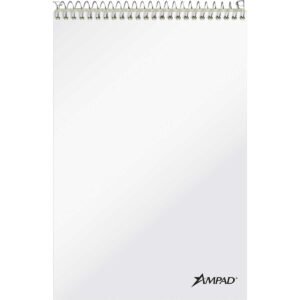 Ampad Wirelock Steno Book, Gregg Ruled, 6"W x 9"L, 20 lb, Green Tint, 80 Sheets, 6 Books