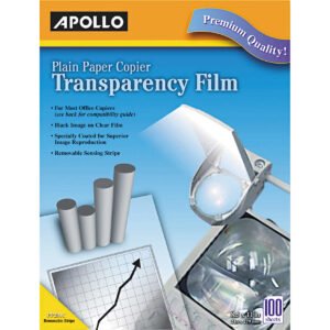 Apollo Plain Paper Copier Transparency Film, Clear, 8-1/2" x 11", 100 ct