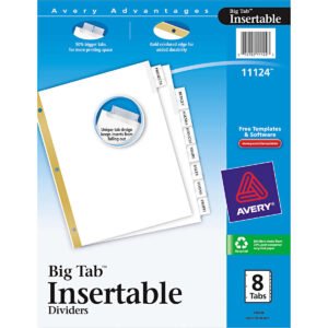 Avery Clear Index Divider, White, 8 Tab, 6 Sets