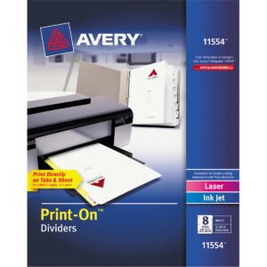 Avery Customizable Print-On Divider, White, 8 Tab, 25 Sets