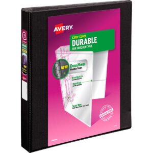 Avery Durable View Binder, 1", D-Ring, Black, 6 ct