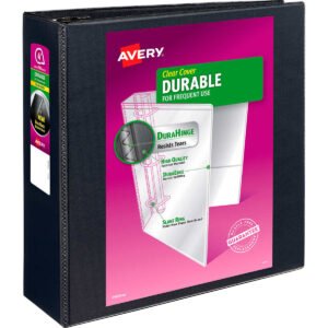 Avery Durable View Binder, 4" EZD Rings, 780 Sheet Capacity, DuraHinge, Black, 2 ct