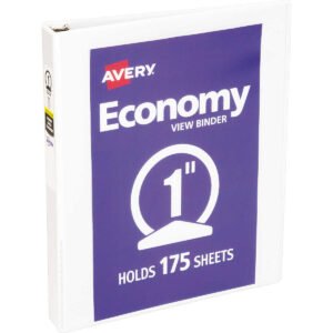 Avery Economy View Binder, 1" Round Ring, 175 Sheet Capacity, White