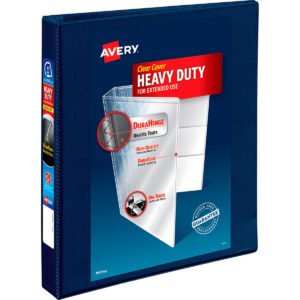 Avery Heavy-Duty View Binder, 1" One-Touch Rings, 275 Sheet Capacity, DuraHinge, Navy Blue, 4 ct