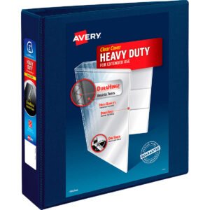 Avery Heavy-Duty View Binder, 2" One-Touch Rings, 540 Sheet Capacity, DuraHinge, Navy Blue, 3 ct