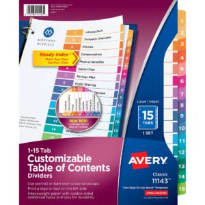 Avery Ready Index Table of Contents, 15 Tab Set