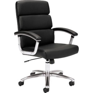 basyx HON VL103 Series Executive Mid-Back Leather Chair, Black