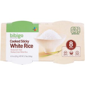 Bibigo Cooked Sticky White Rice, Medium Grain, 7.4 oz, 8 ct