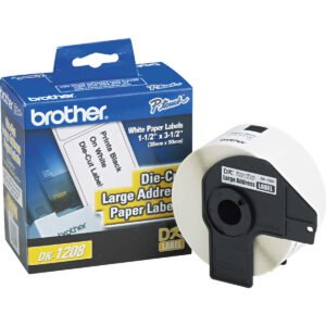 Brother P-Touch Die Cut Labels, 1-1/2"W x 3-1/2"L, White, 400 ct