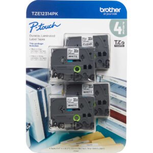 Brother P-Touch TZE Label Tape, 0.47"W x 26.2'L, 4 ct