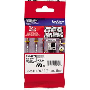 Brother P-Touch TZE Label Tape, 3/8"W x 26'L, Black on White