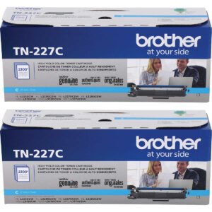 Brother TN227C Toner Cartridge, High Yield, Cyan, 2 pk