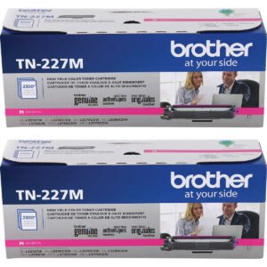 Brother TN227M Toner Cartridge, High Yield, Magenta, 2 pk
