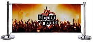 Café Barrier with 15 Banners and 16 Stanchion Posts - Double Sided Printing