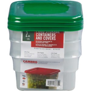 Cambro CamSquare 2 Quart Food Storage Container with Lid, 3 ct