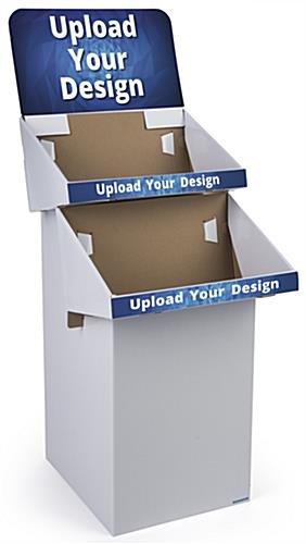Cardboard Display for Floor, 2 Tiers, Removable Header, Custom Printing - White