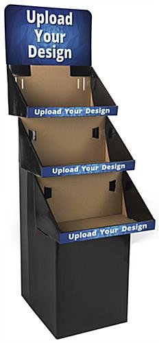 Cardboard Display for Floor, 3 Tiers, Removable Header, Custom Printing - Black