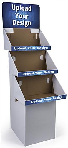 Cardboard Display for Floor, 3 Tiers, Removable Header, Custom Printing - White