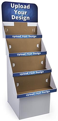 Cardboard Display for Floor, 4 Tiers, Removable Header, Custom Printing - White