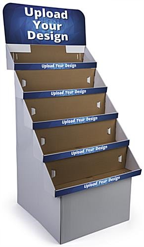 Cardboard Display for Floor, 5 Tiers, Removable Header, Custom Printing - White