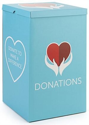 Cardboard Dump Bin for Floor, Includes Top, 4 Panel Custom Printing - White