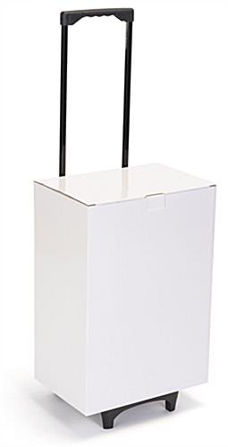 Cardboard Trade Show Travel Case with Wheels & Telescoping Handle – White