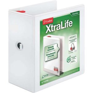 Cardinal XtraLife ClearVue Binder, 5", D-Ring, White