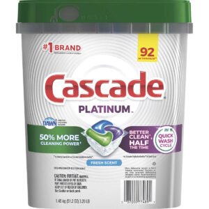 Cascade Platinum Dishwasher Detergent Pacs, Fresh Scent, 92 ct