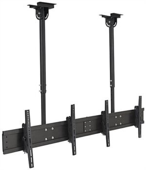 Ceiling TV Mount for (2) 30"-60” Monitors, Tilting Bracket, Adjustable Height - Black