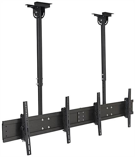 Ceiling TV Mount for (2) 30"-60” Monitors, Tilting Bracket, Adjustable Height - Black
