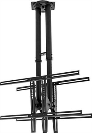 Ceiling TV Mount for 2 Screens 32” to 65”, Double Sided, Height Adjust & Tilt - Black