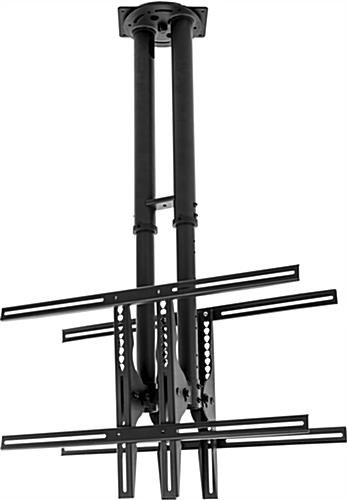 Ceiling TV Mount for 2 Screens 32” to 65”, Double Sided, Height Adjust & Tilt - Black