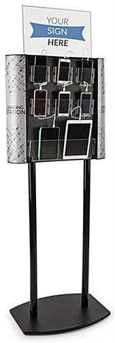 Charging Station for Floor, Custom Side Graphics, 8 Cables, 17 x 11 Sign - Black