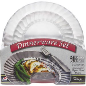 Classicware Plastic Dinner & Appetizer Plates, Clear, 50 ct