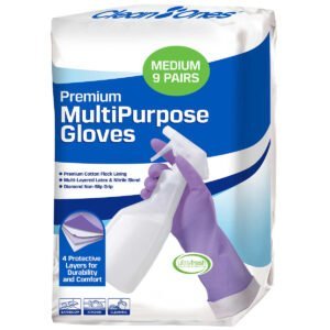 Clean Ones Premium Latex and Nitrile Multipurpose Gloves, Medium, Purple, 9 pairs