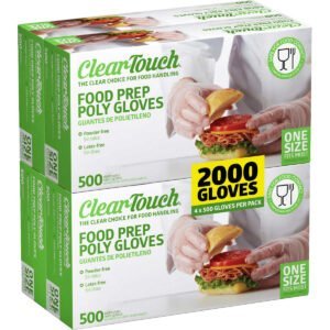 Clear-Touch Food Prep Poly Gloves, One Size, 2000 ct