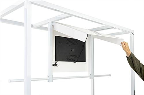 Clothing Rack with 21.5" Digital Screen, Maple MDF Base & Partitioned Rail - White - Image 5