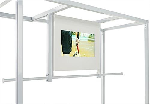 Clothing Rack with 21.5" Digital Screen, Maple MDF Base & Partitioned Rail - White - Image 6