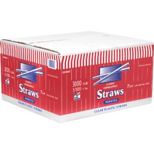 Comet 7-3/4'' Plastic Jumbo Straw, Clear, 3000 ct