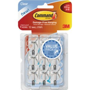 Command Hooks and Adhesives, Clear, 9 ct