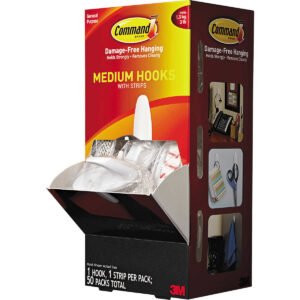 Command Medium Hooks with Strips, White, 50 ct