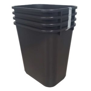 Continental Rectangular Wastebasket, 28 Quart, Black, 4 ct