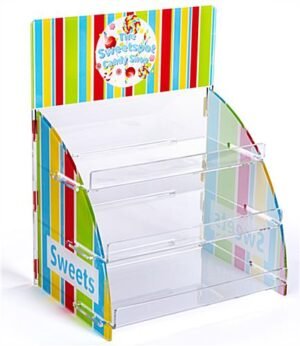 Countertop Acrylic Display with Custom Print, 3 Tiers – Clear