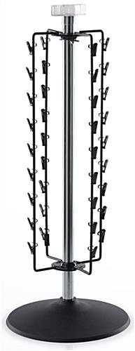 Countertop Merchandise Stand w/ Sign Holder, Rotating, 36 Clips - Black