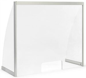Countertop Sneeze Shield w/ Transaction Slot, Acrylic & Aluminum - Clear